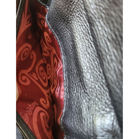 Brighton Pebbled Leather  Faux Alligator Black Brown Crossbody Bag Wallet - Picture 12 of 15